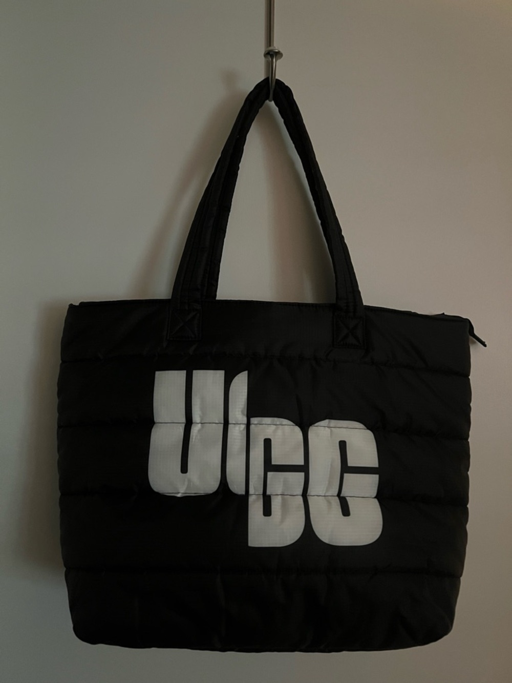 UGG Black Quilted Puffer Logo Tote